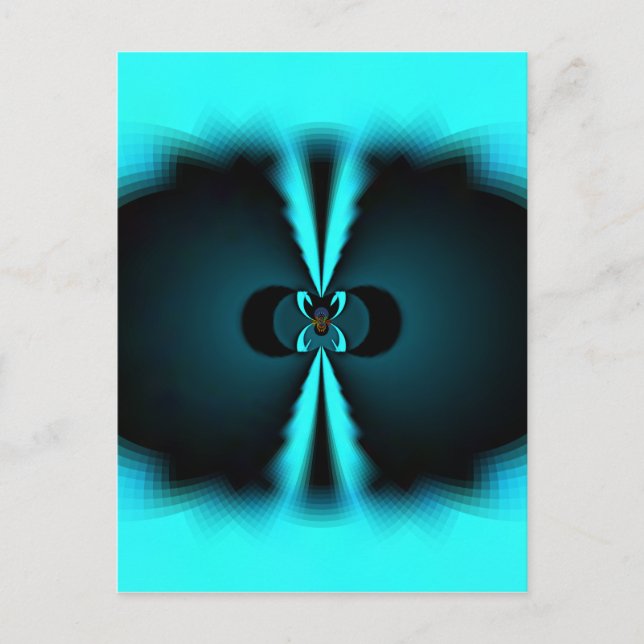 Carte Postale Cyan et Black Abstrait Art Print (Devant)