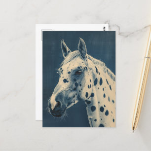 Carte Postale cyanotype léopard Appaloosa
