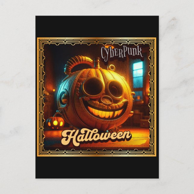 CARTE POSTALE CYBERPUNK HALLOWEEN CITROUILLE (Devant)