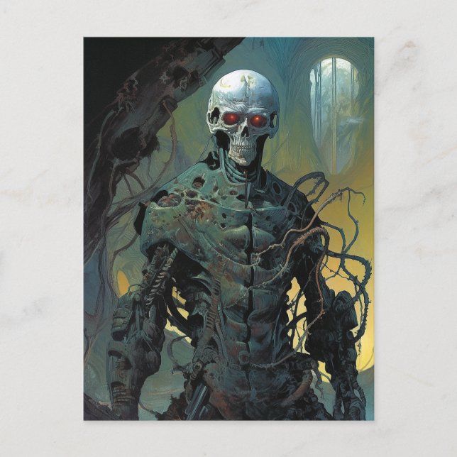 Carte Postale Cyborg Skeleton Futuriste Science-Fiction (Devant)