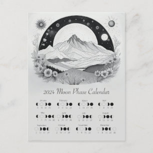 Carte Postale Cycle lunaire de la lune 2024 Hémisphère Sud