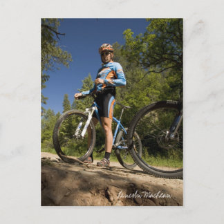 Carte Postale Cycliste bleu et orange (carte postale)