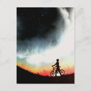 Carte Postale Cycliste du soir
