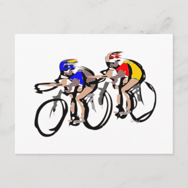 Carte Postale cyclistes bagagelabel (Devant)
