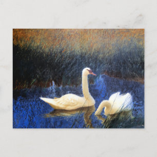 Carte Postale Cygnes en roseaux par Bruno Liljefors