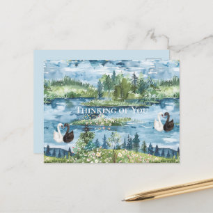 Carte Postale Cygnes Romantiques Lac Bleu  