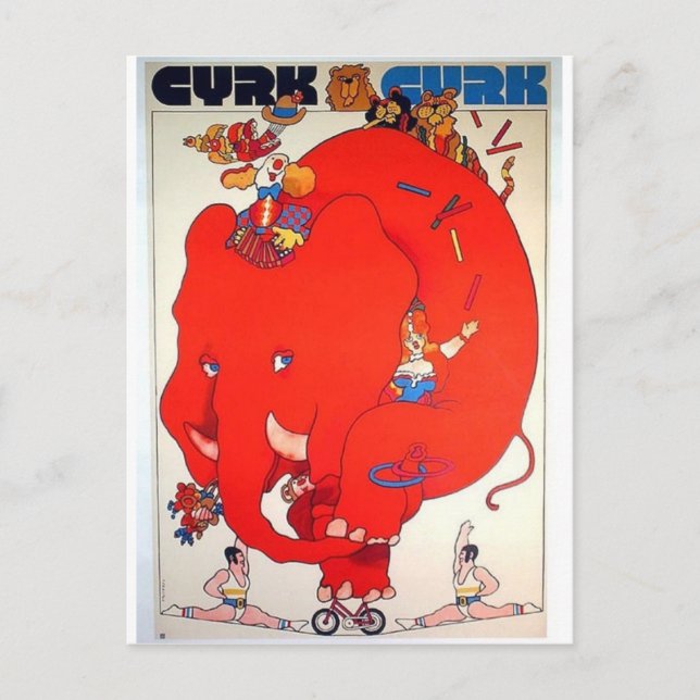 Carte Postale Cyrk Elephant Poster vintage (Devant)