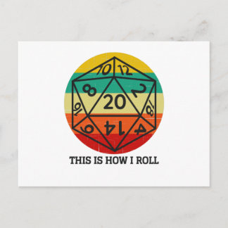 Carte Postale D20 Voici comment je roule des dés rétro