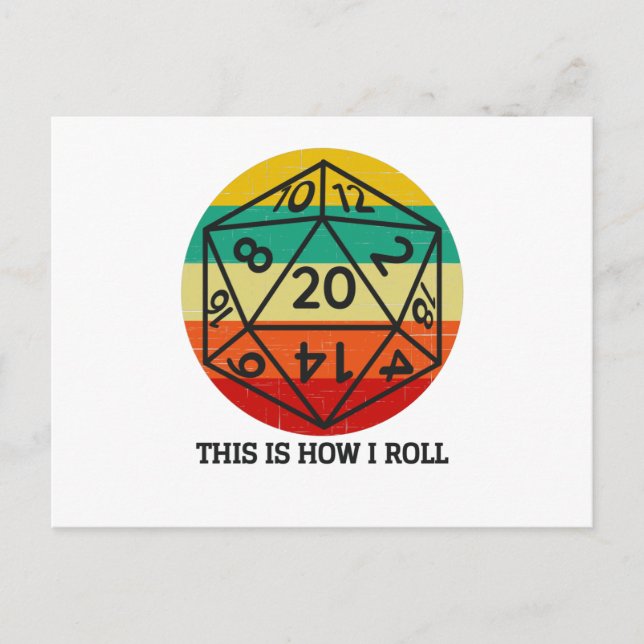 Carte Postale D20 Voici comment je roule des dés rétro (Devant)