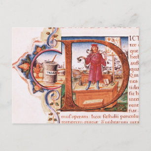 Carte Postale 'D' initial historique représentant un apothécaire