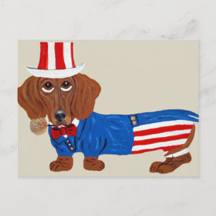 Carte Postale Dachshund À Oncle Sam Suit
