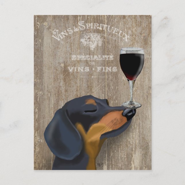 Carte Postale Dachshund Au Vin (Devant)