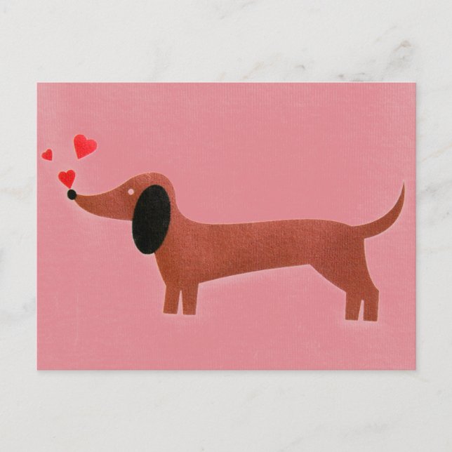 Carte Postale Dachshund avec peu de coeur rouge (Devant)