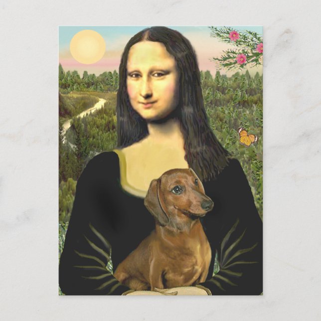 Carte Postale Dachshund (brun1) - Mona Lisa (Devant)