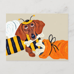 Carte Postale Dachshund Bumblebee avec friandises pour chien