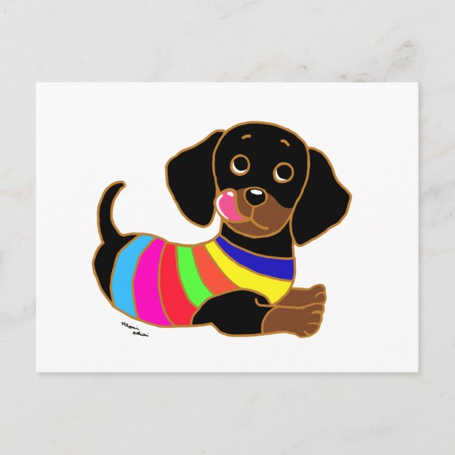 Carte Postale Dachshund Cartoon 2 (Devant)