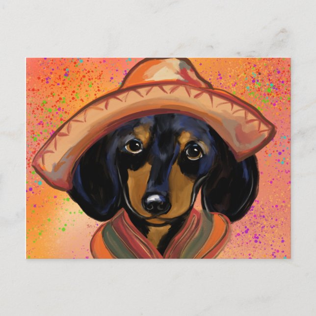 Carte Postale Dachshund Cinco de Mayo (Devant)