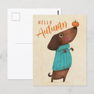 Carte Postale Dachshund Dachshund AutomneHalloween Automne