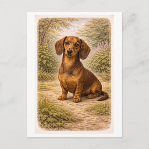 Carte Postale Dachshund de style vintage