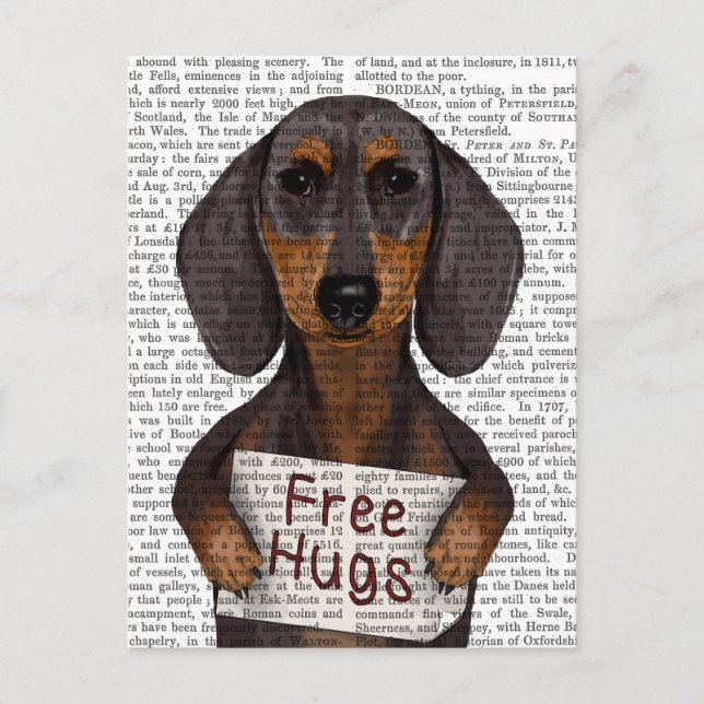 Carte Postale Dachshund Free Hugs (Devant)