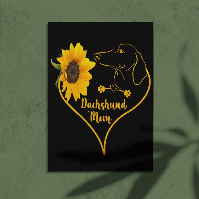 Carte Postale Dachshund Maman avec Sunflower Heart Fête des mère (Créateur téléchargé)