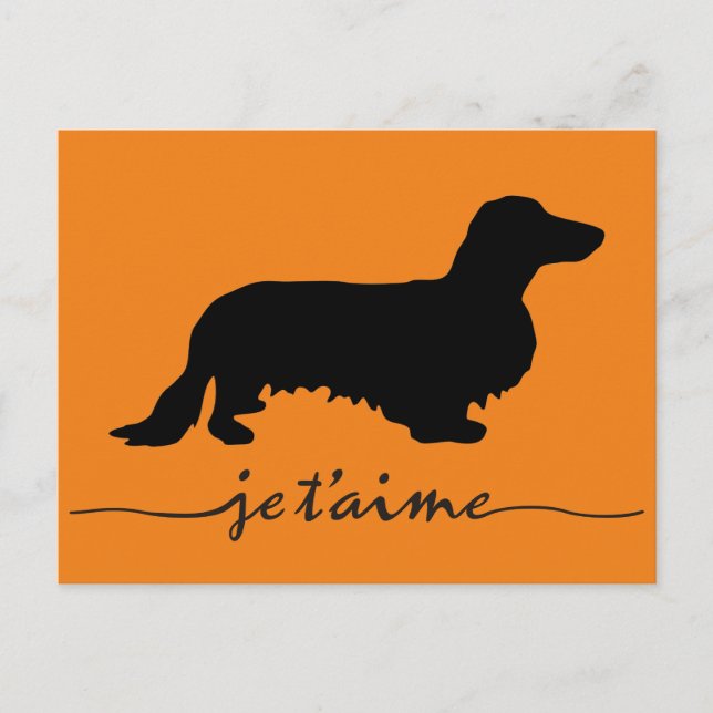 Carte Postale Dachshund Poil Long - Silhouette 1 (Devant)