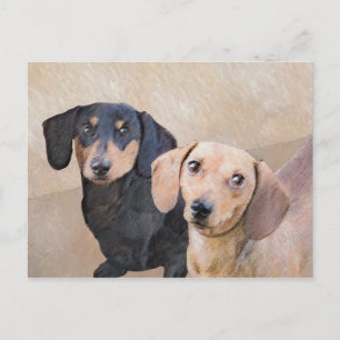 Carte Postale Dachshund (Smooth) Peinture - Art Chien original