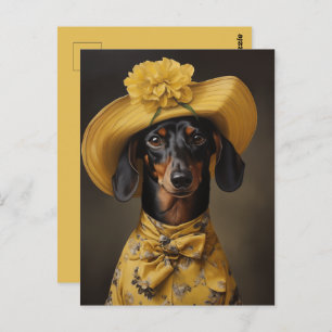 Carte Postale Dachshund sophistiqué en jaune