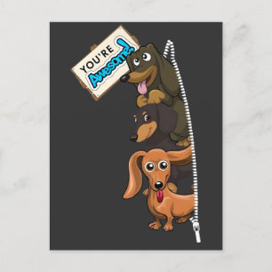 Carte Postale Dachshund Tu Es Génial