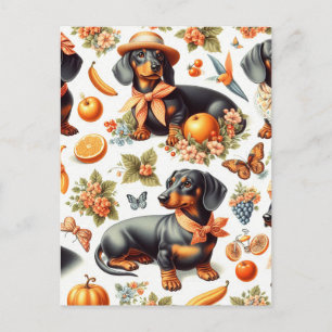 Carte Postale Dachshund vintage sans couture