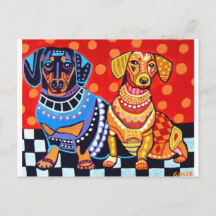 Carte Postale Dachshunds par Heather Galler