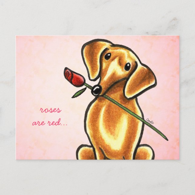 Carte Postale Dachsund Rose Sweetheart Off-Leash Art™ personnali (Devant)