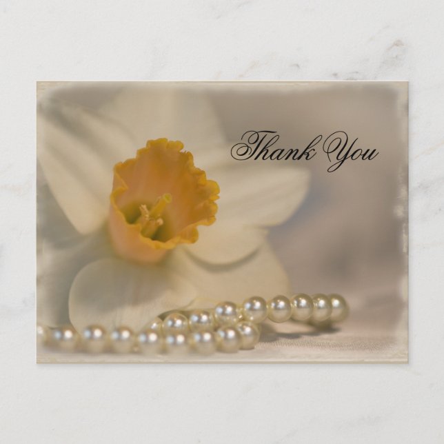 Carte Postale Daffodil et perles Mariage Merci (Devant)