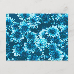 Carte Postale Dahlia Motif graphique moderne, Indigo Blue