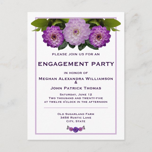 Carte Postale Dahlia Purple Florple Mariage (Devant)