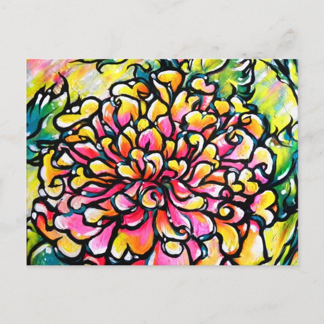 Carte Postale Dahlia rose (Devant)