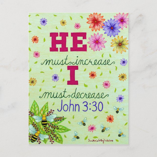 Carte Postale Dainty Typographie Florale Verset Bible Sur L'Humi (Devant)