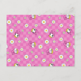 Carte Postale Daisy Duck Motif Floral à Carreaux Roses