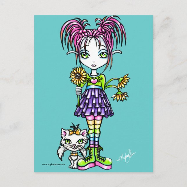 Carte postale "Daisy" Enfant Fleur Mignonne et Kit (Devant)