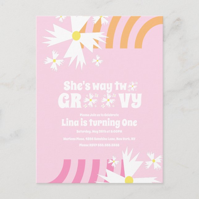 Carte Postale Daisy Flower Retro Way Deux Anniversaire Super (Devant)
