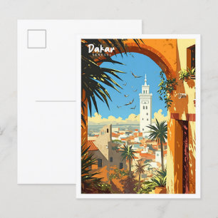 Carte Postale Dakar Sénégal Illustration de l'art Vintage Voyage