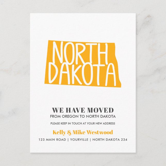 Carte Postale DAKOTA DU NORD Nous avons déménagé Nouvelle adress (Devant)