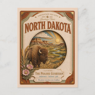 Carte Postale Dakota du Nord Papier découpé américain Arcana Vin