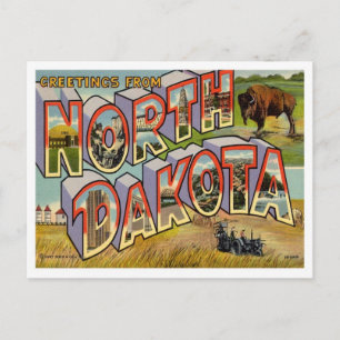Carte Postale Dakota Du Nord Salutations Des États-Unis