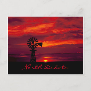 Carte Postale "Dakota du Nord" Windmill at Sunset
