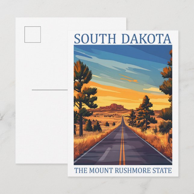 Carte Postale Dakota du Sud, Etat du Mont Rushmore USA Travel (Devant / Derrière)