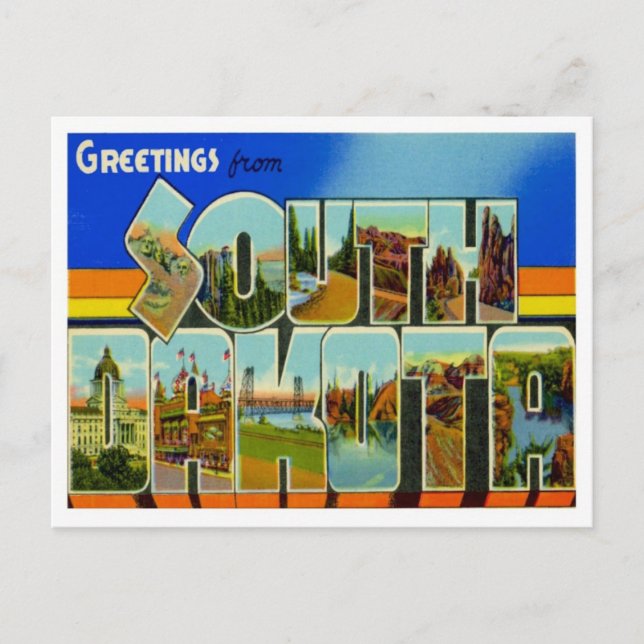 Carte Postale Dakota Du Sud Salutations Des États-Unis (Devant)