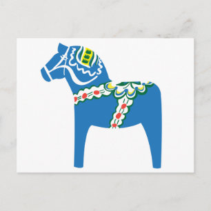 Carte Postale Dalahäst Dala cheval bleu