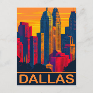 Carte Postale Dallas en couleurs vives, Voyage