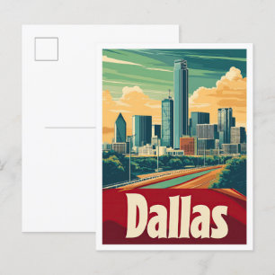 Carte Postale Dallas Texas USA Illustration Vintage voyage